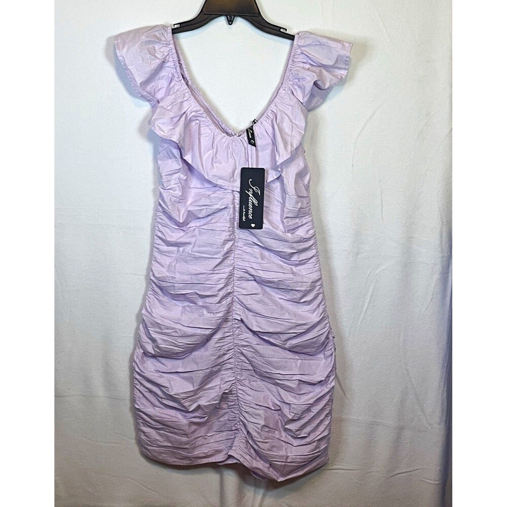 Influence Purple Ruched Ruffle V-Neck Flutter Sleeve Playsuit Romper Size 10